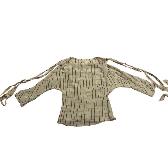 Women XS Dolan Silk Blouse Shirt Top Tie Sleeve Geometric Modern Print - Picture 1 of 6